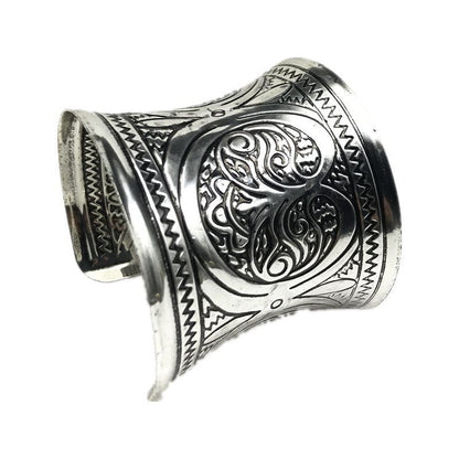 Women Open Bracelet 316L Stainless Steel Wide Cuff Bangle Retro Wristband Charms