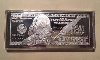2011 SILVER FRANKLIN $100 Federal Reserve Note .999 Fine Silver Proof 4oz W/BOX