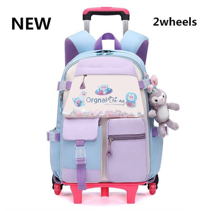 Girls Wheel School Bags Children Primary School Backpack Kids Book Bag Schoolbag