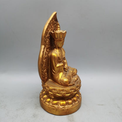 China Antique Bronze Gilded Gold Earth Tibetan King Bodhisattva Collection