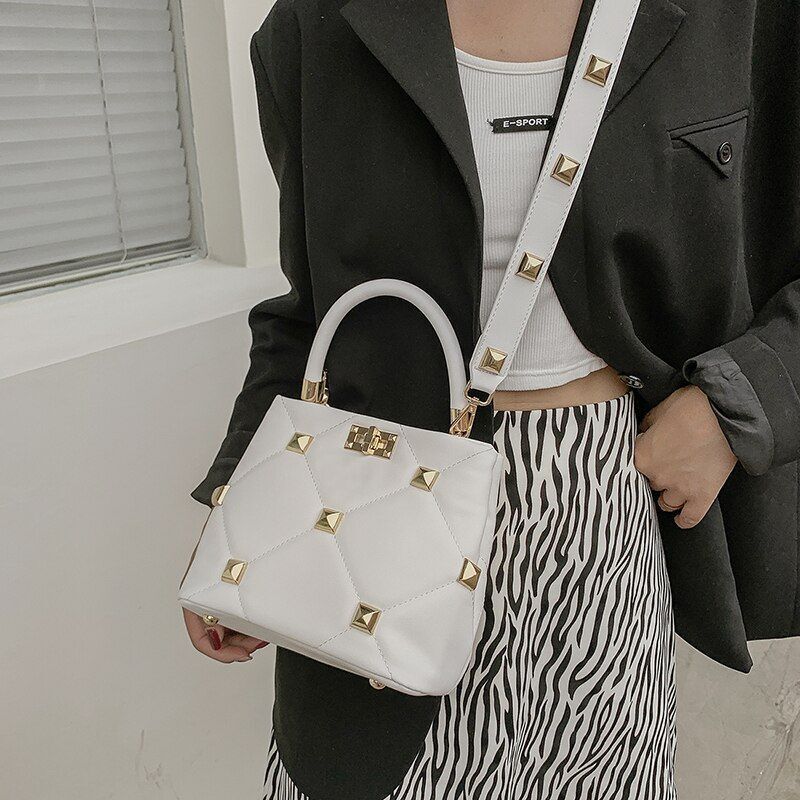 Fashion Rivet Shoulder Bag Handbag Crossbody Bags Purse Phone Pack 21*12*18 CM