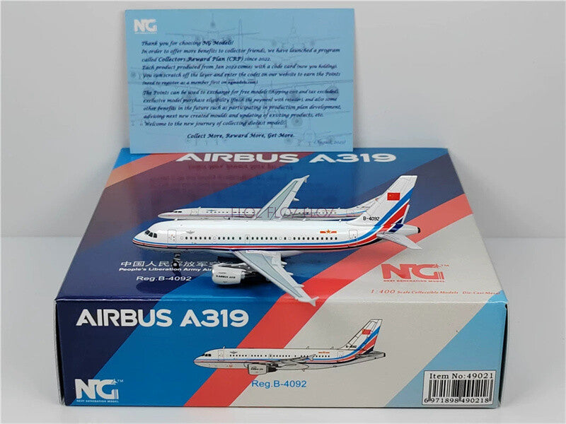 NG Models PLA Air Force for Airbus A319-100 B-4092 1/400 Plane Pre-built Model