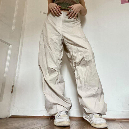 Women Cargo Joggers Pants Baggy Loose Elastic Wide Leg Loose Trousers Streetwear