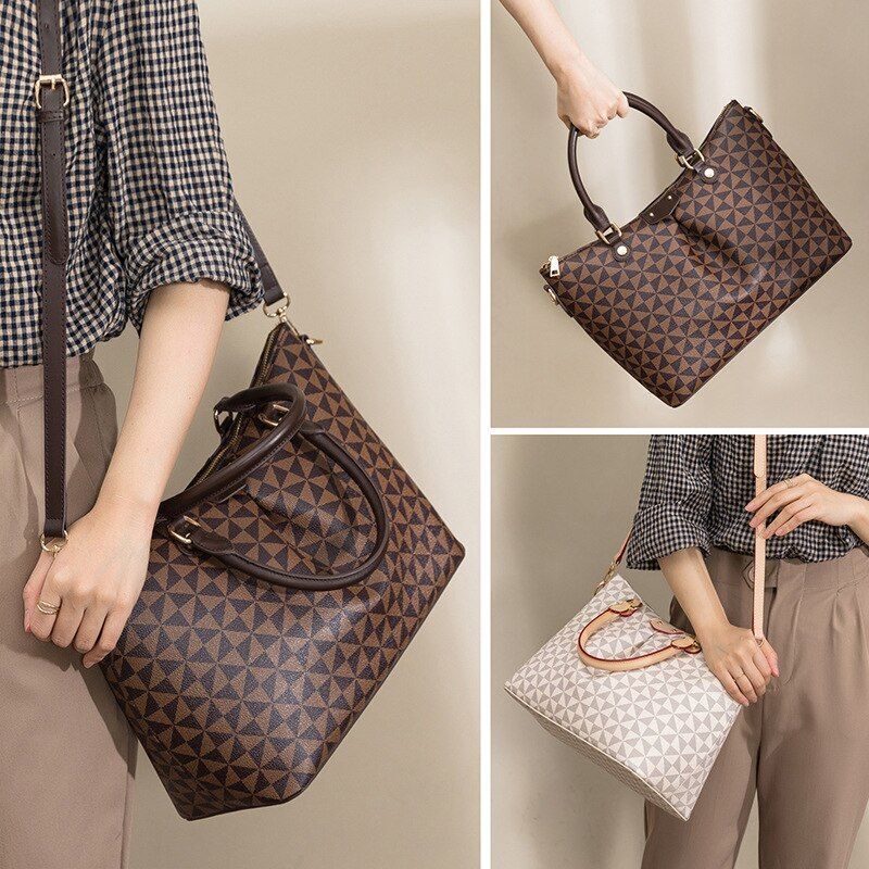 Large Handbag Women's Shoulder Bag Underarm Tote Purse Vintage Plaid Pouch 1 PC