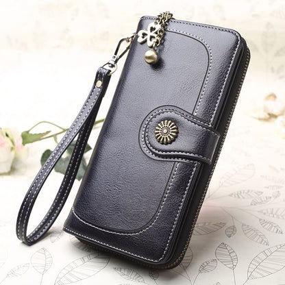 Vintage Purse Leather Classic Wallet Blue Brown Black Coin Purses Red Clutch Bag