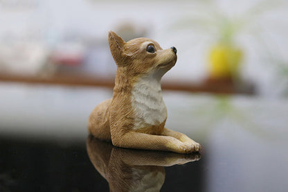 3.34" Resin Chihuahua Brown DOG Hand Painted Figurine Statue Mini Pet Toy Gift