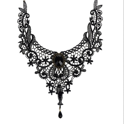 Vintage Lace&Beads Choker Victorian Steampunk Style Gothic Collar Necklace A-ca