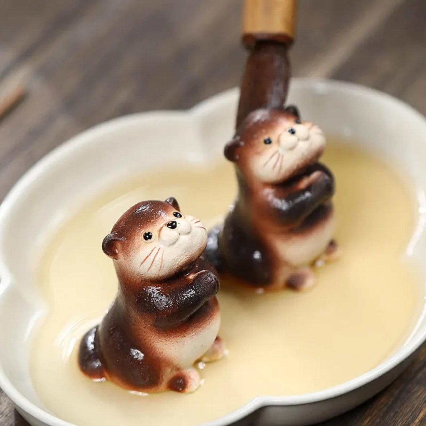 Tea Pet Otter Ornament 6.1cm 2.4in Handcraft Sculpture Animal Tea Play Decor