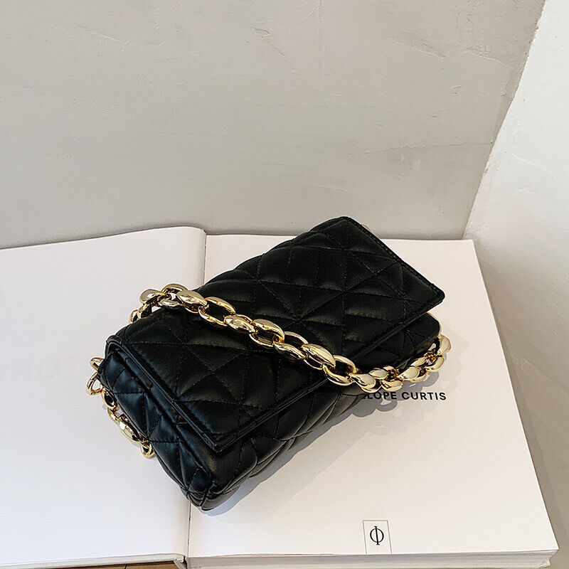 PU Leather Shoulder Square Bags Women's Small Chain Flap Handbag Travel Bag
