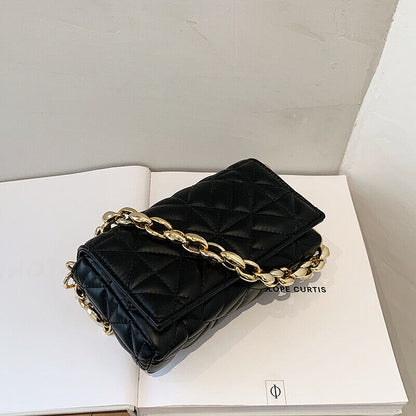 PU Leather Shoulder Square Bags Women's Small Chain Flap Handbag Travel Bag