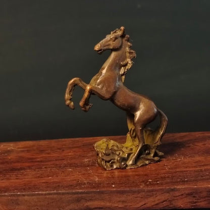 Chinese bronze hand casting horse statue collectable figure tea pet table decor