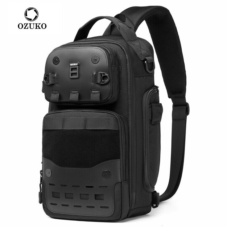 OZUKO Large Capacity Crossbody Bag, Outdoor Tactical Men's Bag Sling Backpack