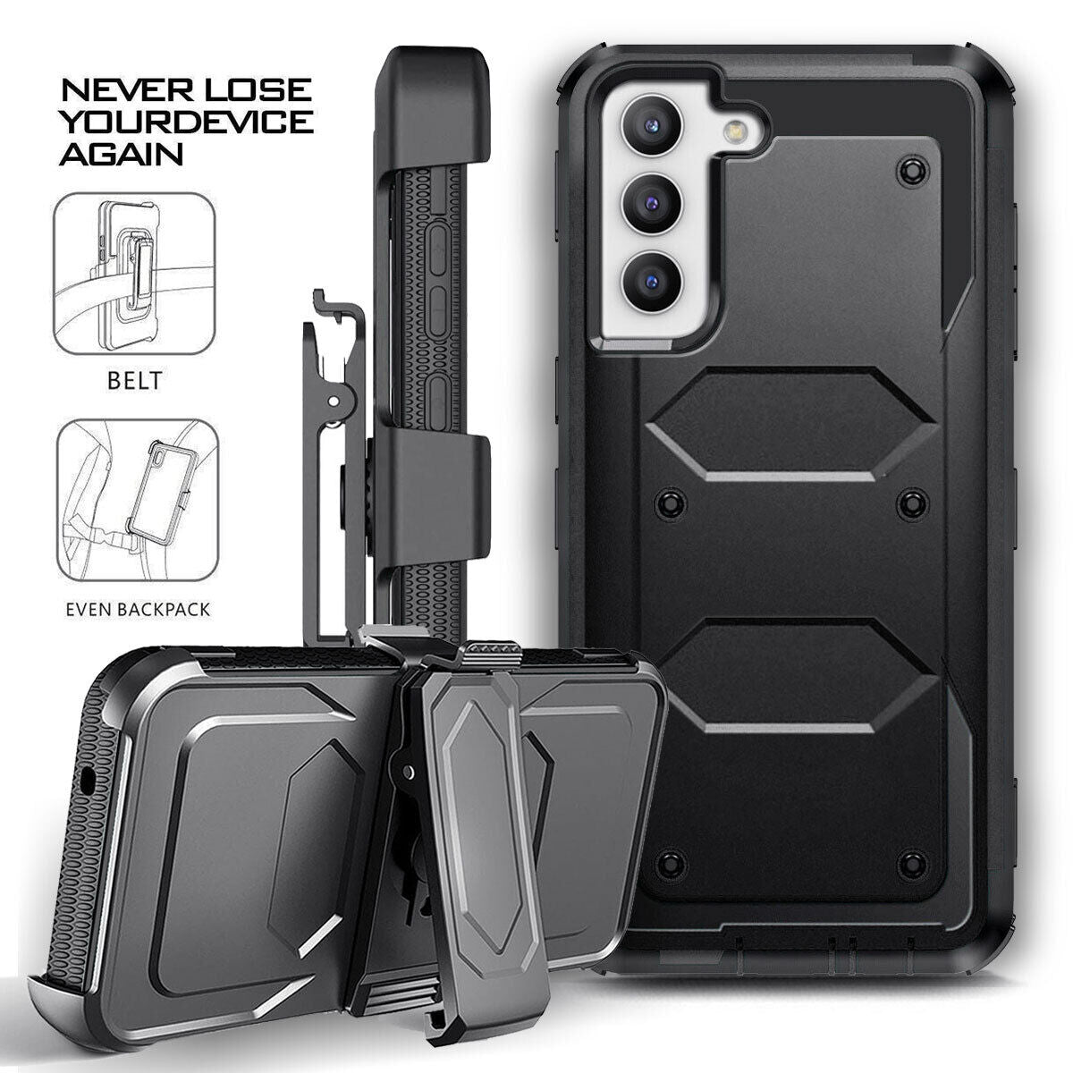 For Samsung Galaxy S22 S23 Ultra 5G Holster Case Belt Clip Stand Cover Accessory