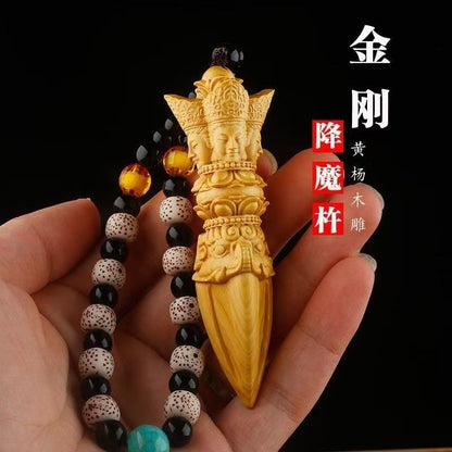1pc Chinese Wood Carving Vajra Pestle Pendant Statues