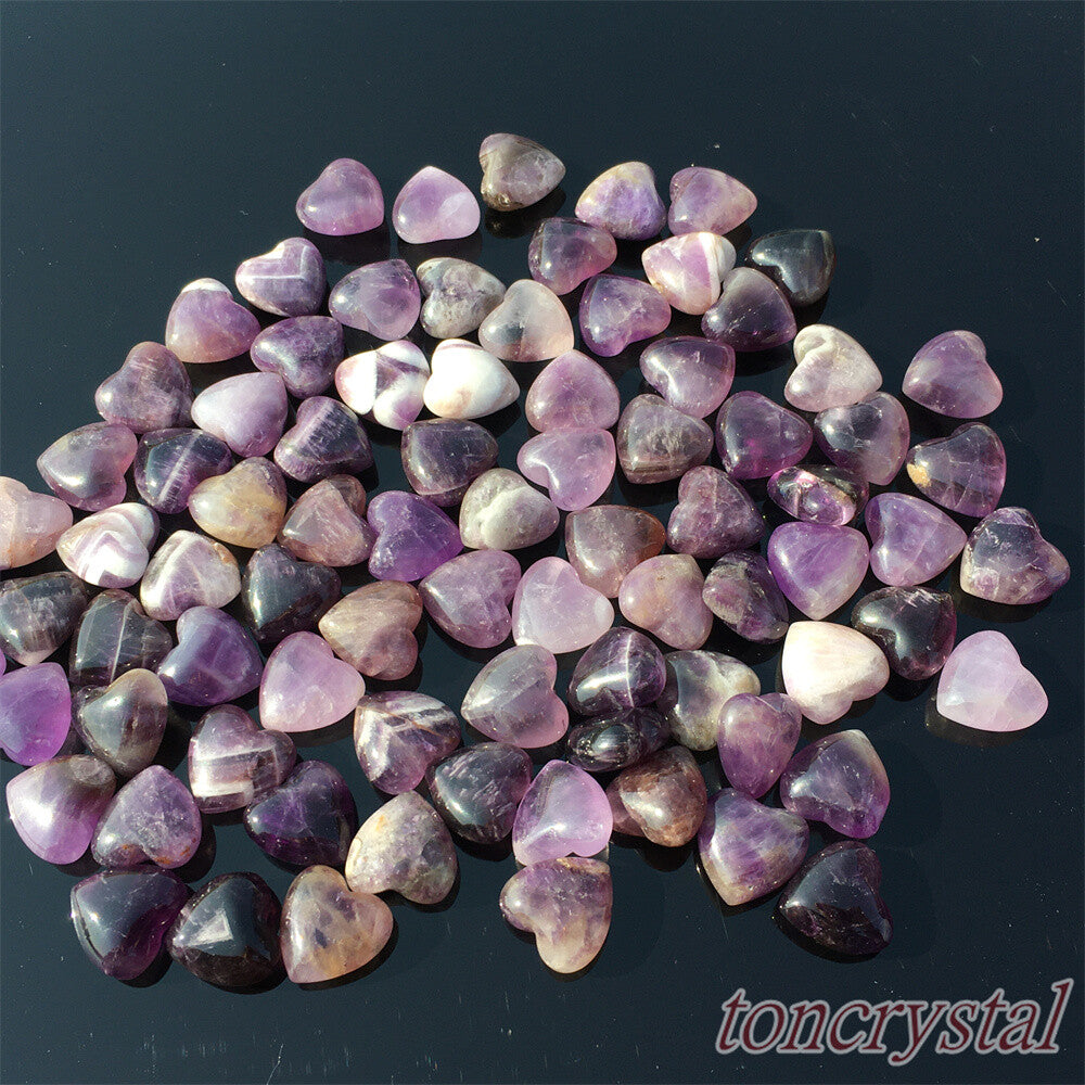 10pc Natural dreamy amethyst mini heart Carved quartz crystal skull healing gift