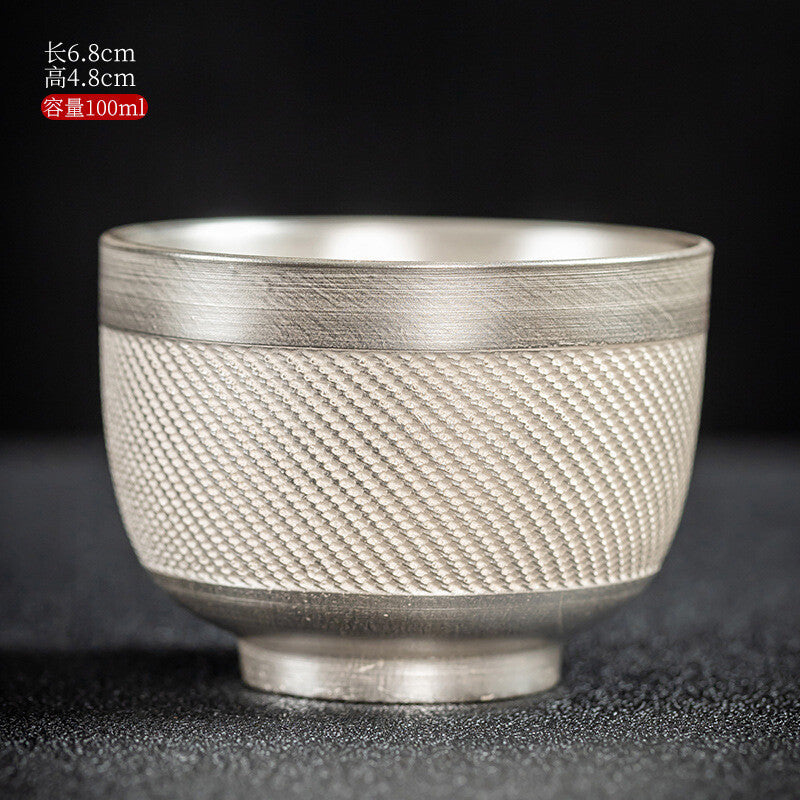 Traditional Craft Handmade Teacup Pure Silver Master Cup 999 Sterling Cerami Cup