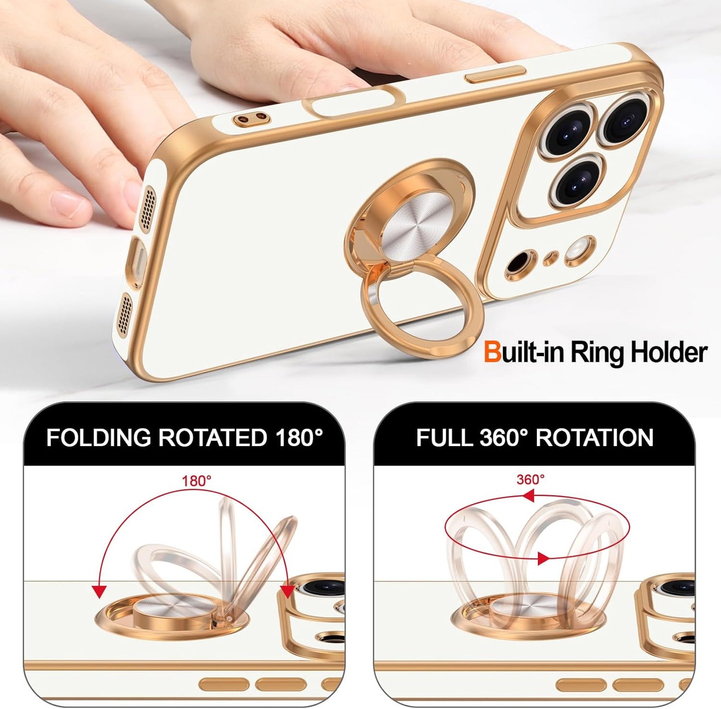 for Iphone 17 Pro Case with Ring Stand, 360° Rotatable Ring Holder Magnetic Kick
