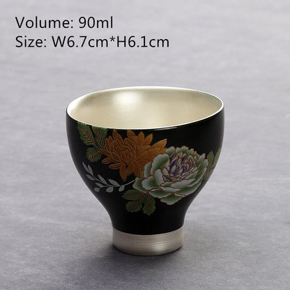 Silver Cup Flower Relief Cup Of Tea Chinese Porcelain Cup 999 Sterling Silver