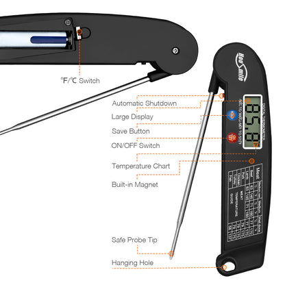 Instant Read Digital Meat Thermometer BBQ Grill Smoker For Kitchen Food Cooking