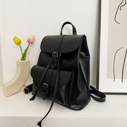 Women Drawstring Backpack Synthetic Leather School Bags Decoration Backpacks 1PC
