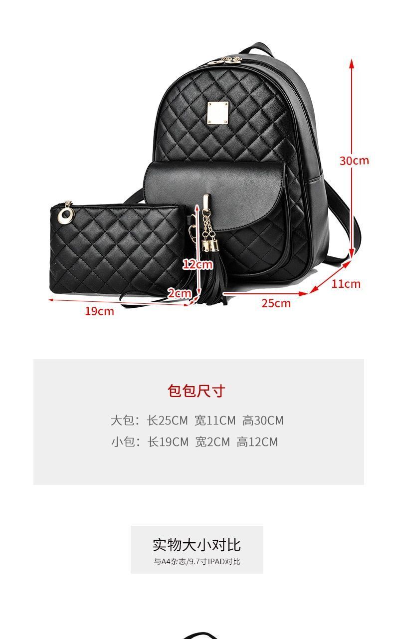 Leather Three Piece Backpack Sets Women Fashion Leather Backpack Card Holder 1PC
