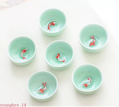 6pcs Celadon China Tea Cup Set kung Fu Travel Tea Bowl Porcelain Teacup Set