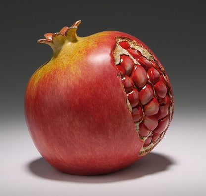 Brass Color Pomegranate Statue Paperweight Chinese Calligraphy Fruit Table Decor