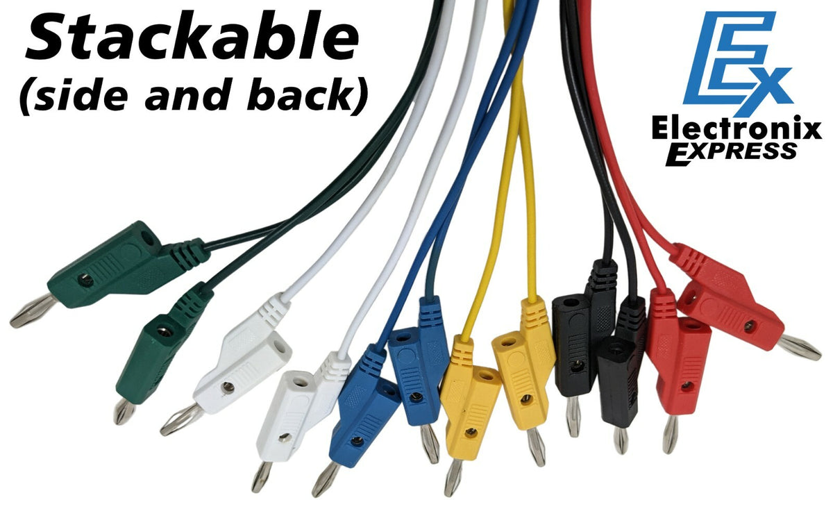 Set of 6 Banana to Banana Test Leads 36" Red, Black, White, Blue, Green, Yellow