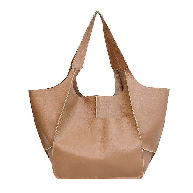 Women Large Capacity Soft Leather Casual Tote Shoulder Bag Retro Shopper Handb