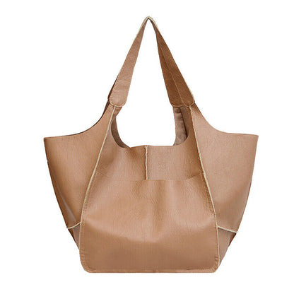 Women Large Capacity Soft Leather Casual Tote Shoulder Bag Retro Shopper Handb