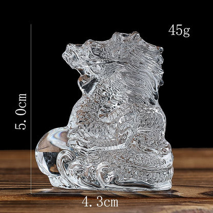Chinese Zodiac Dragon Figurines Crystal Glass Miniatures Lucky Craft Decorations