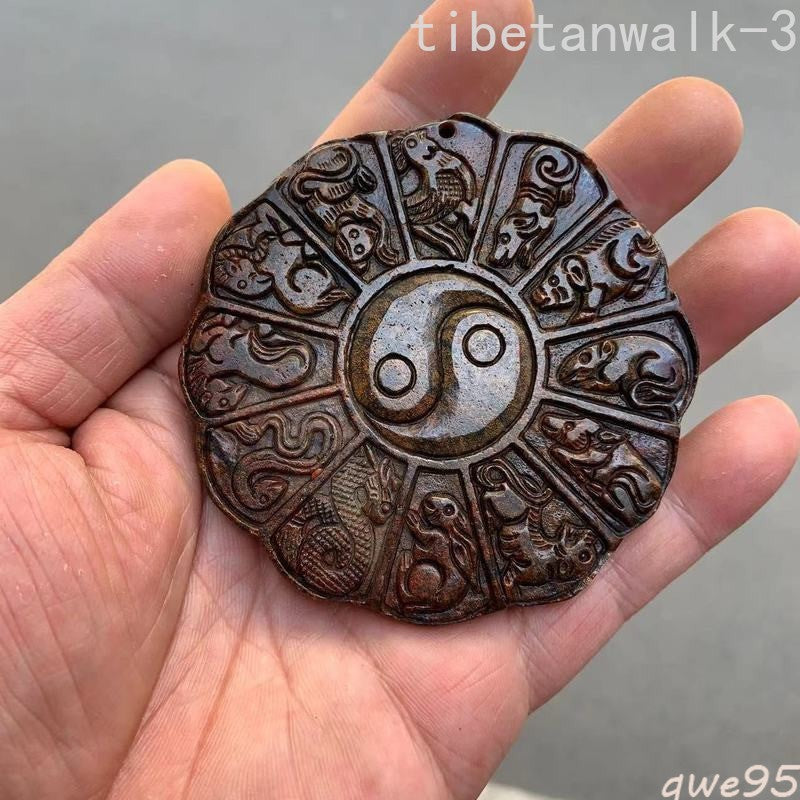 1pc Zodiac Jade Pendant Ornament Collect Decor Pendant