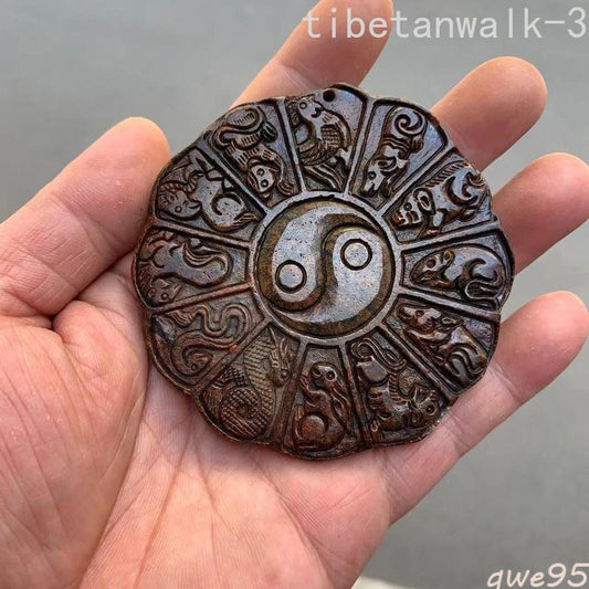 1pc Zodiac Jade Pendant Ornament Collect Decor Pendant