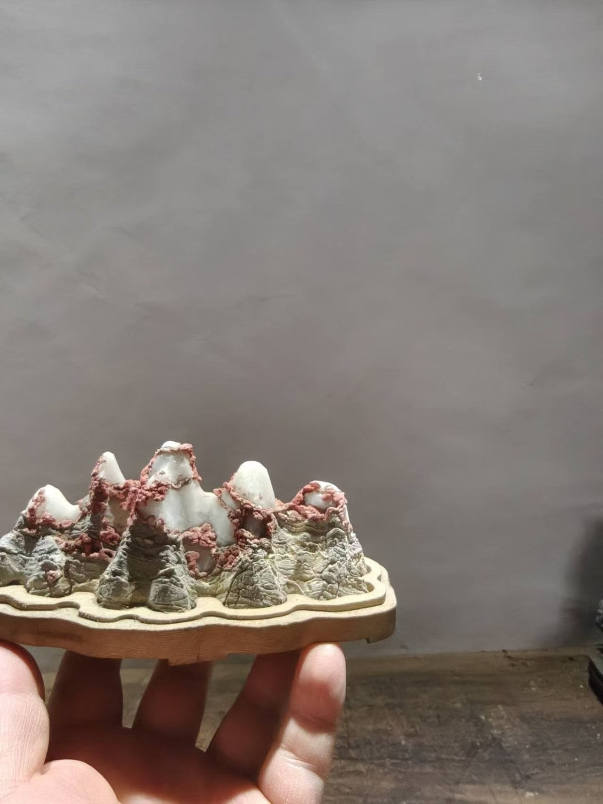 Natural Lingbi Stone Bailing White Mountain Stone Bonsai Suiseki Home Design