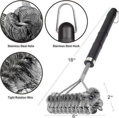 18" Grill Cleaner Brush Scrubber for Gas/Porcelain/Charbroil Grates BBQ Acc