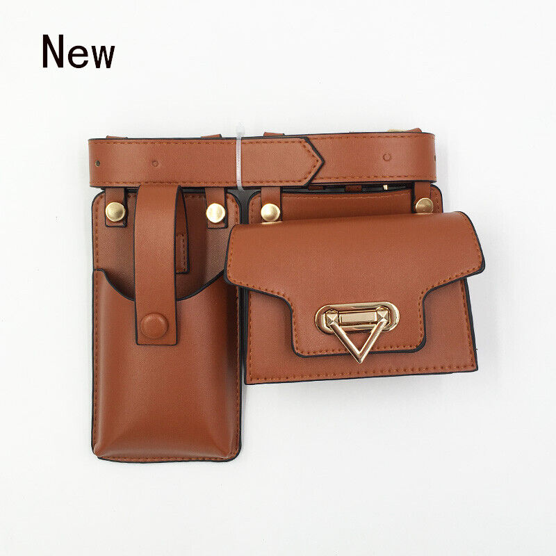 2 Piece Women's Belt Bag Waist Bags Female Leather Flap Crossbody Chest Bag