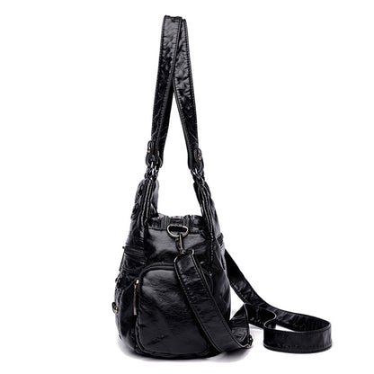 Vintage PU Leather Women Handbag Soft Crossbody Shoulder Bag Tote Double Handles