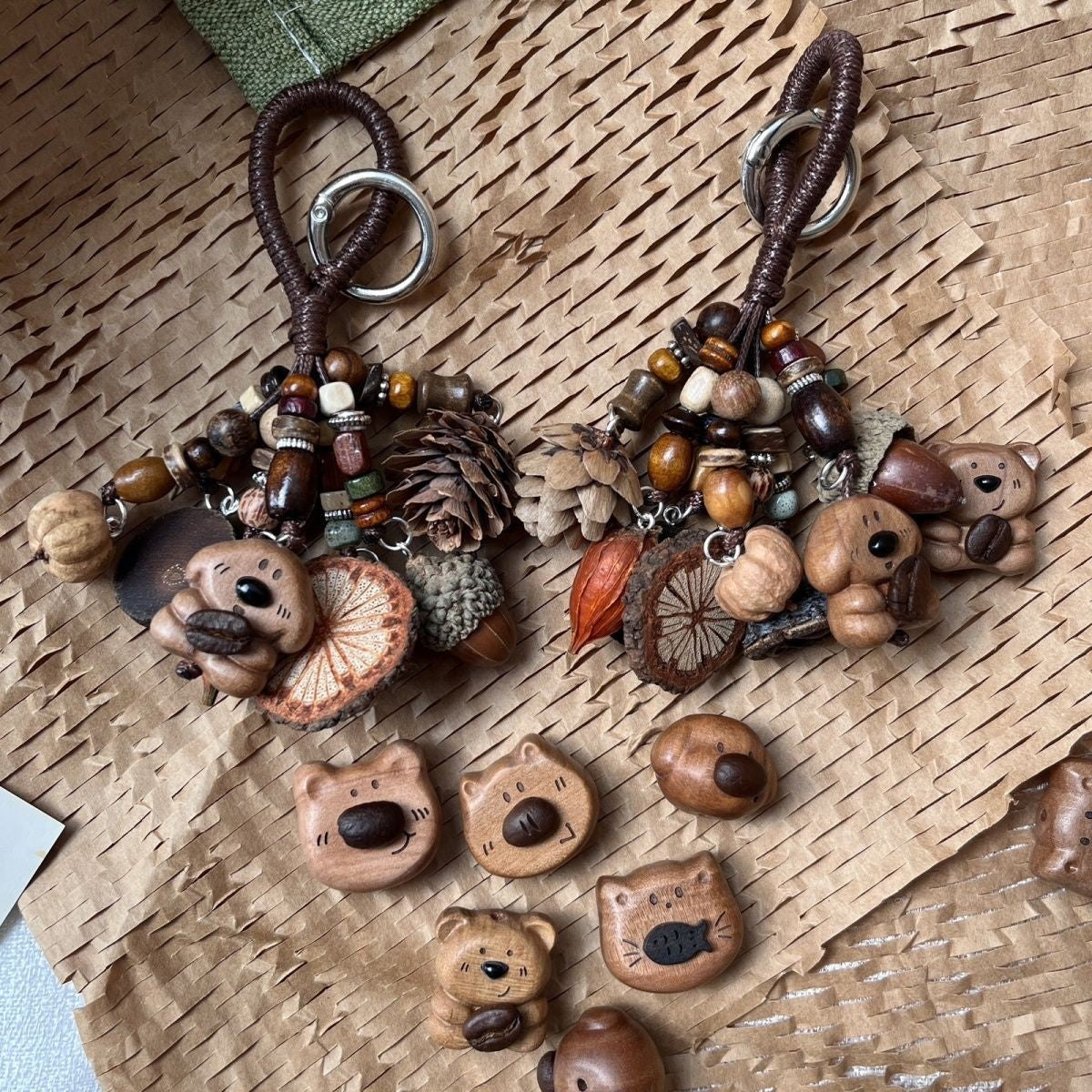 Handmade Peach Dog Charm Natural Herb Fruit Car Hanging Keychain