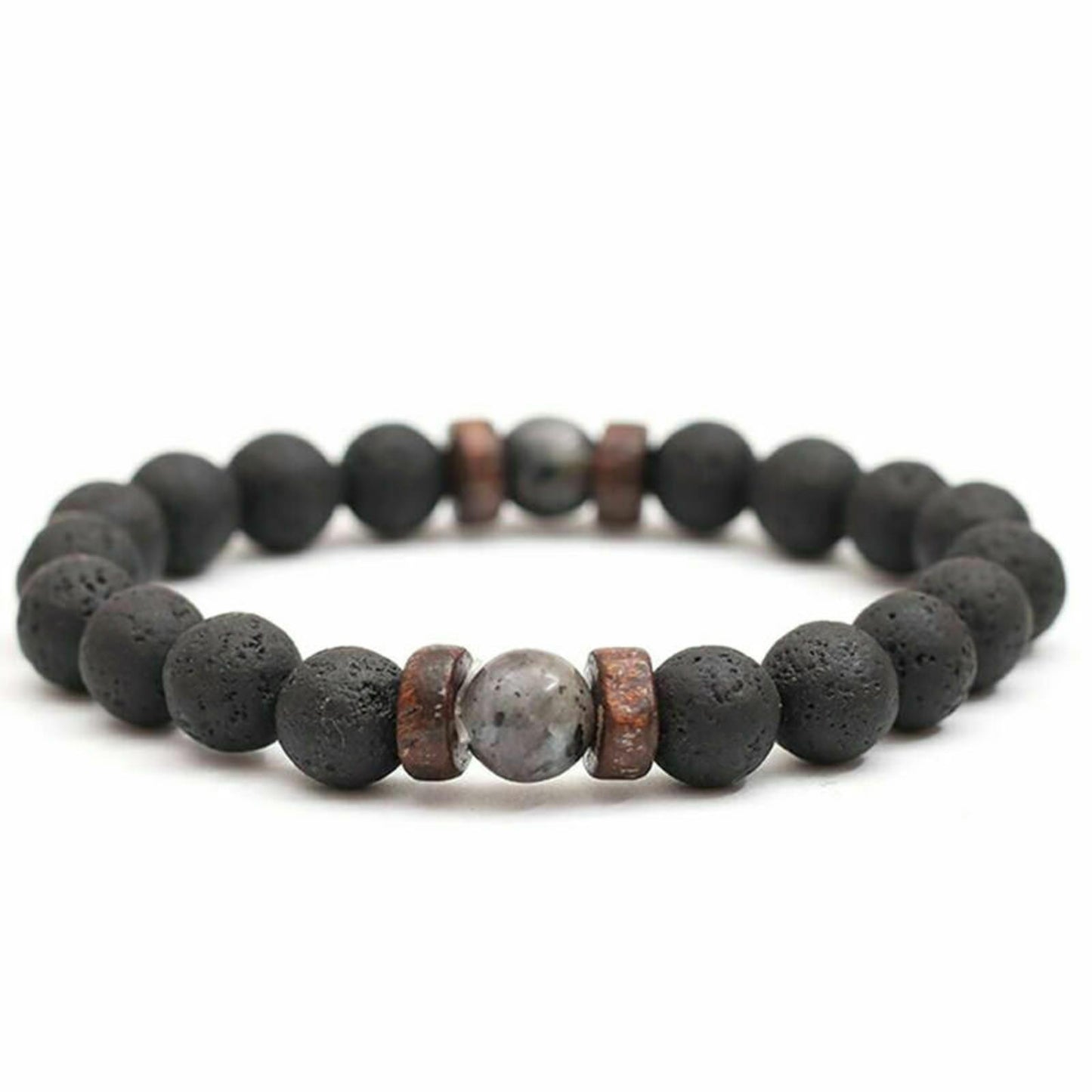 Man/Women Lava Rock Diffuser Bracelet Elastic Natural Stone Yoga Bead Bracelet J