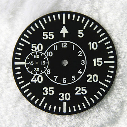 38.9MM Watch Pilot Dial Green Luminous Face Plate For ETA 6497 6498 Second @6/9