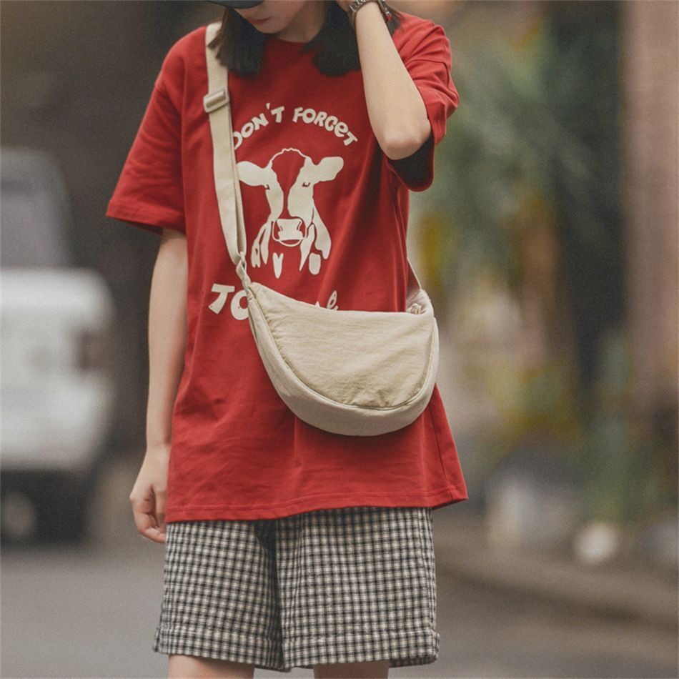 Hobos Side Shoulder Bag Nylon Plus Cotton Messenger Bag Travel Handbag 31*15*9CM
