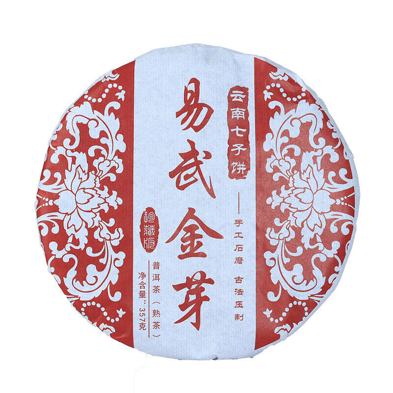 357g Yunnan Pu'er Tea Leaves Yiwu Golden Bud Ripe Tea Cake