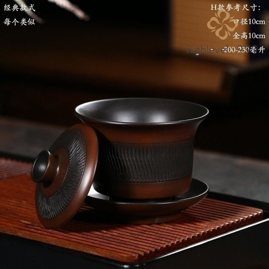 Jianshui Pure Handmade Carving Gaiwan TeaPot(Not Yixing Zisha) Ceramic Kung Fu