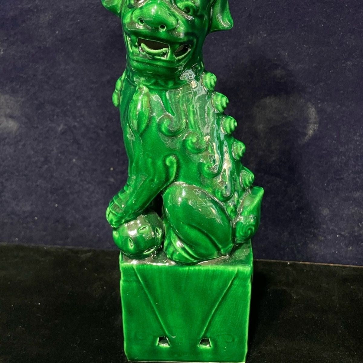 Pair Jingdezhen Green Porcelain Foo Fu Dog Lion Statue Guardion Lion Decor