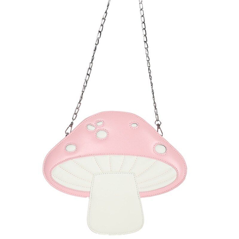 Mushroom Shape Bag Synthetic Leather Shoulder Bag Chain Satchel Purse 28*7*25 CM