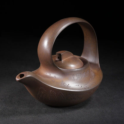 Chinese Yixing Purple Clay Teapot Zisha Ceramic Landscape Teaware Collection Art