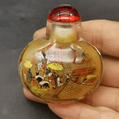 Exquisite Inside Painted Glass Snuff Bottle Liuli Snuff Bottle Collectible