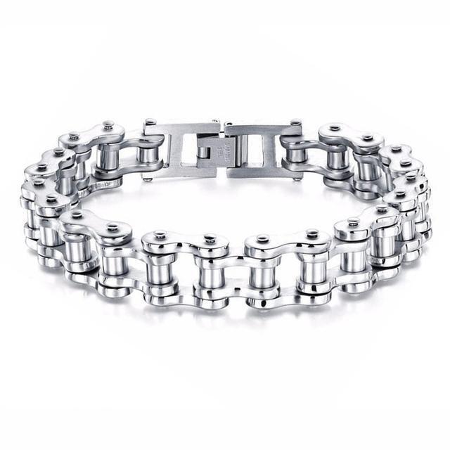 Solid Stainless Steel Motorcycle Bike Chain Design Bracelet Men's Jewelry 8.5 in