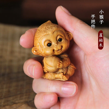 Wood Zodiac Monkey Decoration Solid Wood Small Monkey Wood Carving