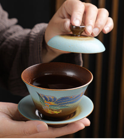 150ml Chinese Jingdezhen Ceramic Gaiwan Bowl Cup Home Kungfu Tea Set Tureen